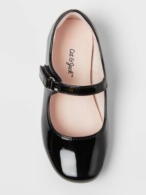 Cat & Jack Girls' Black Patent Strap Mary Jane Shoes
